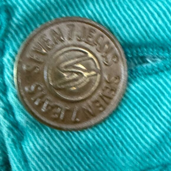 7 For All Mankind Turquoise Denim Pants - Picture 2 of 8